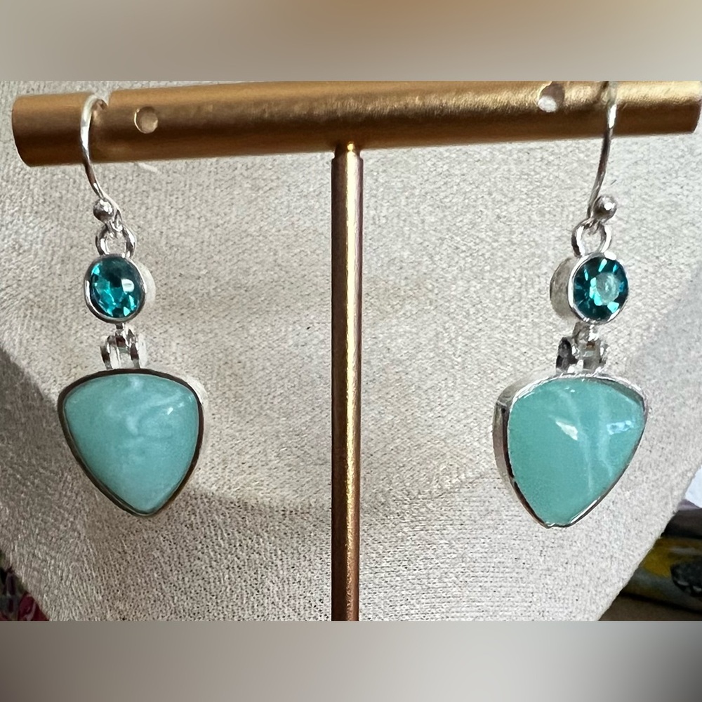 Turquoise Color Earrings with Teal Crystal Accents